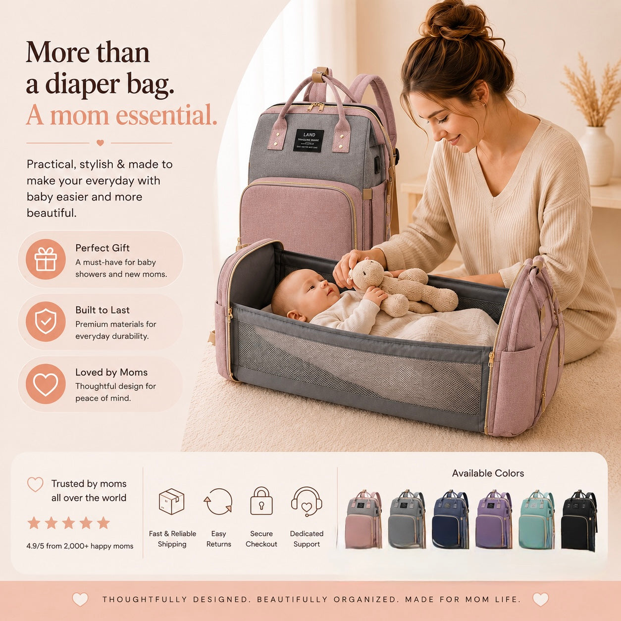 Comfymom™ 3-in-1 Travel Diaper Bag & Bassinet