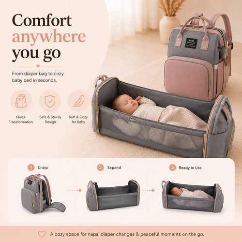 Comfymom™ 3-in-1 Travel Diaper Bag & Bassinet