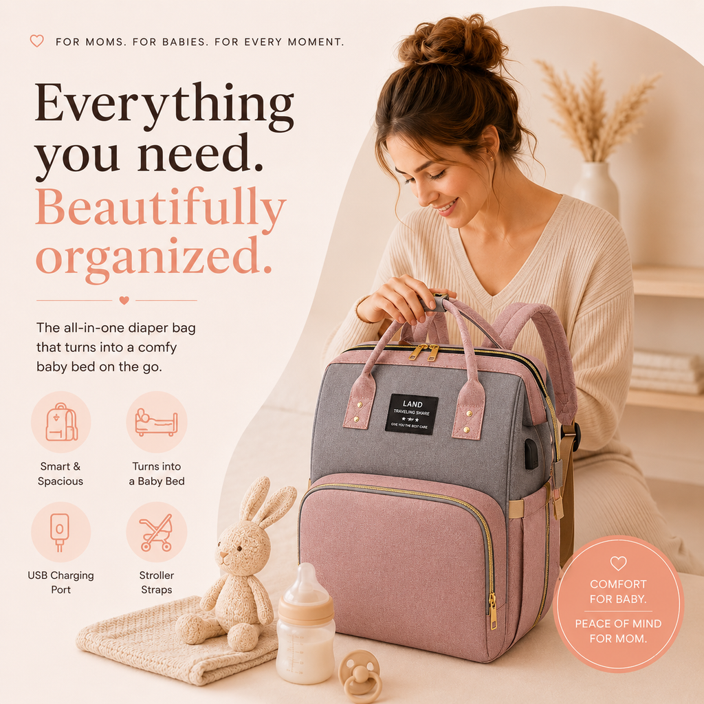 Comfymom™ 3-in-1 Travel Diaper Bag & Bassinet