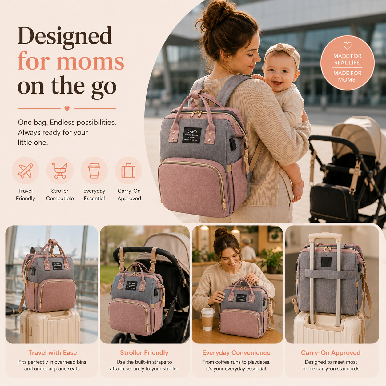 Comfymom™ 3-in-1 Travel Diaper Bag & Bassinet