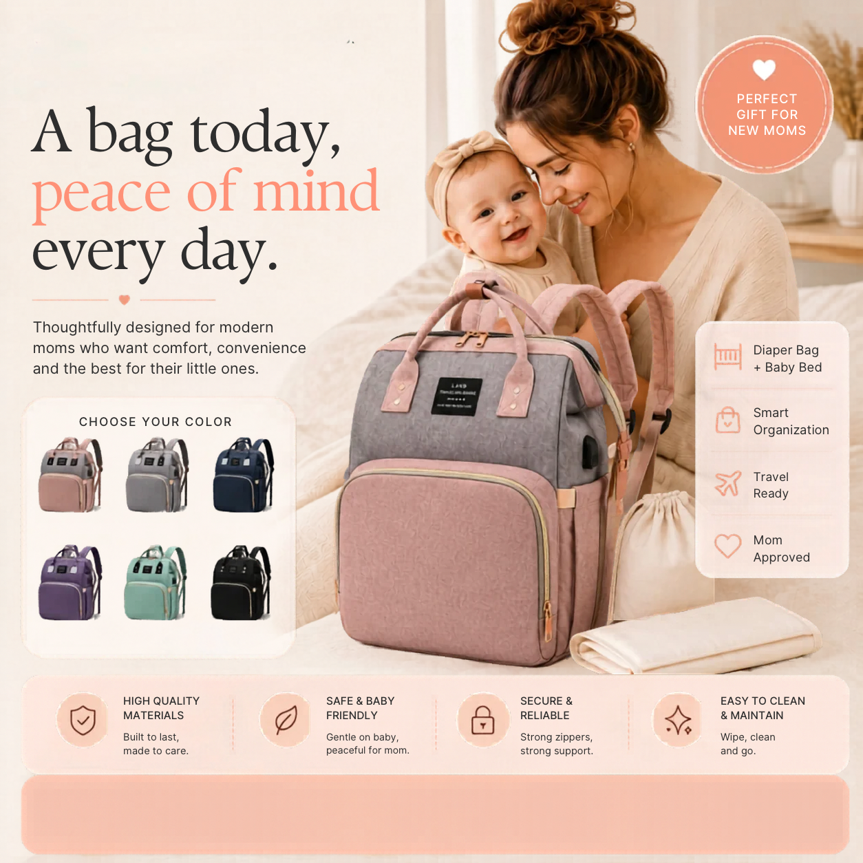 Comfymom™ 3-in-1 Travel Diaper Bag & Bassinet