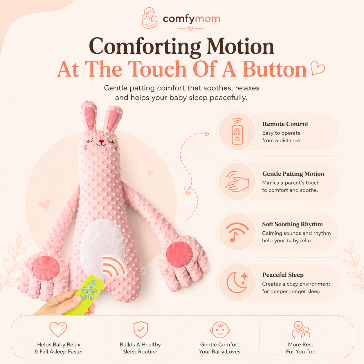 ComfyMom™ Soothing Sleep Companion – Interactive Plush Toy with Gentle Patting Motion