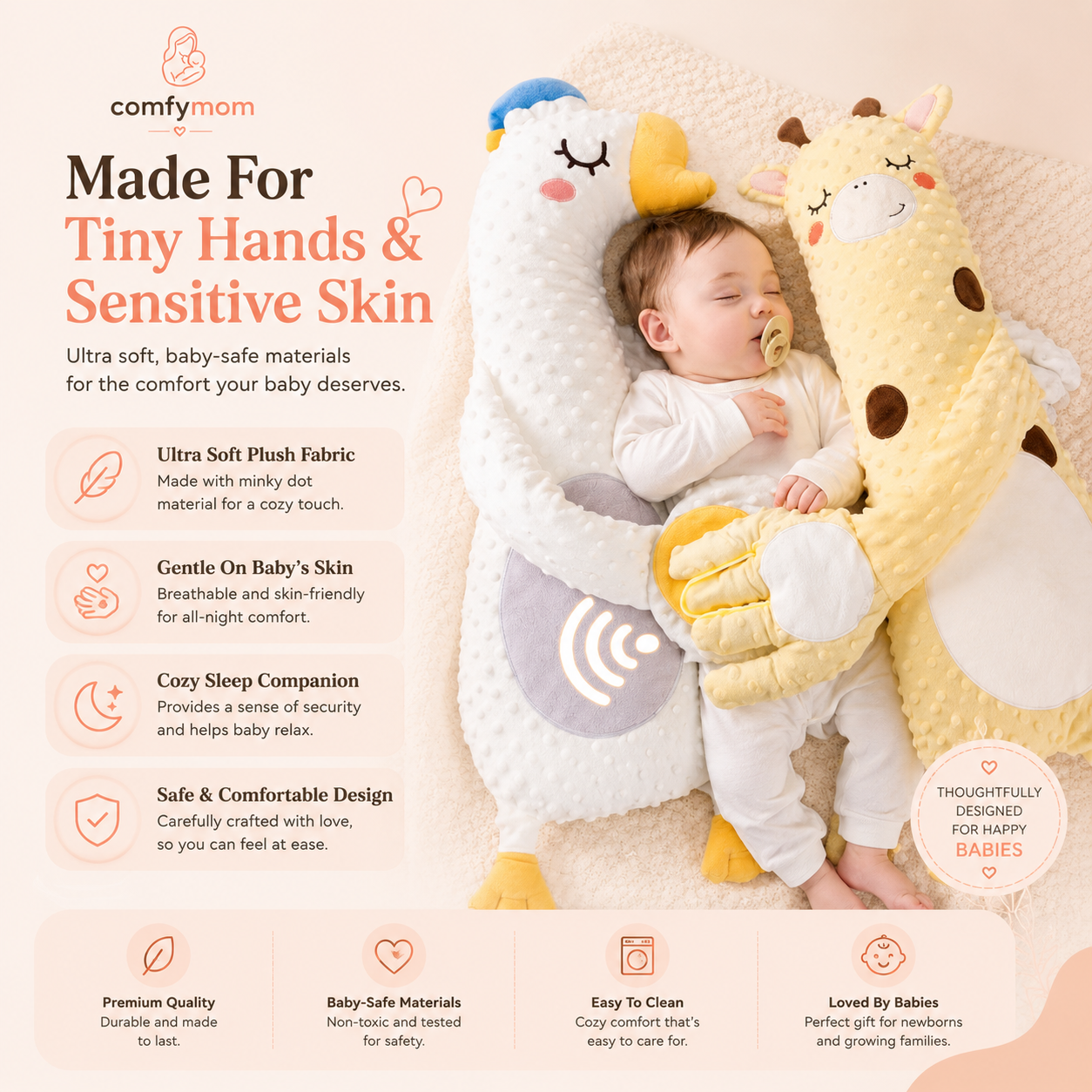 ComfyMom™ Soothing Sleep Companion – Interactive Plush Toy with Gentle Patting Motion