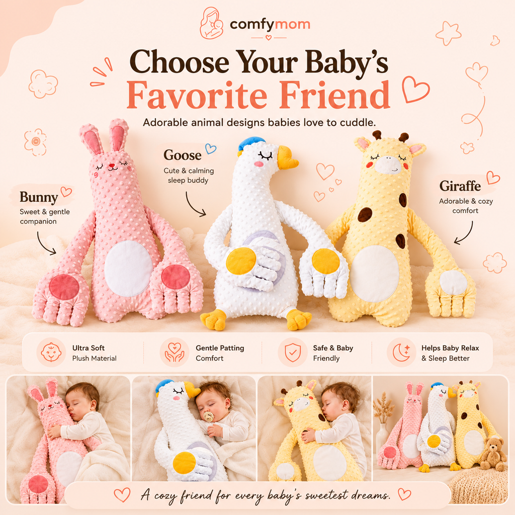ComfyMom™ Soothing Sleep Companion – Interactive Plush Toy with Gentle Patting Motion