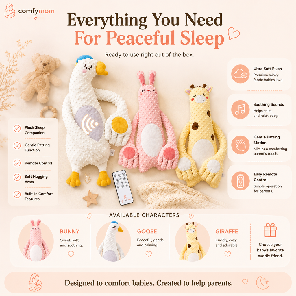 ComfyMom™ Soothing Sleep Companion – Interactive Plush Toy with Gentle Patting Motion
